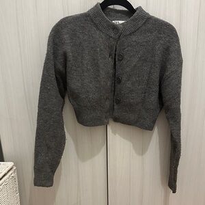 Gray Women's Cropped Sweater